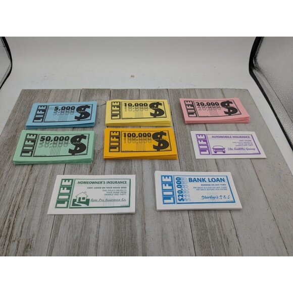 The Game of Life Replacement Parts Paper Money Currency Loan And Insurance - Picture 1 of 7